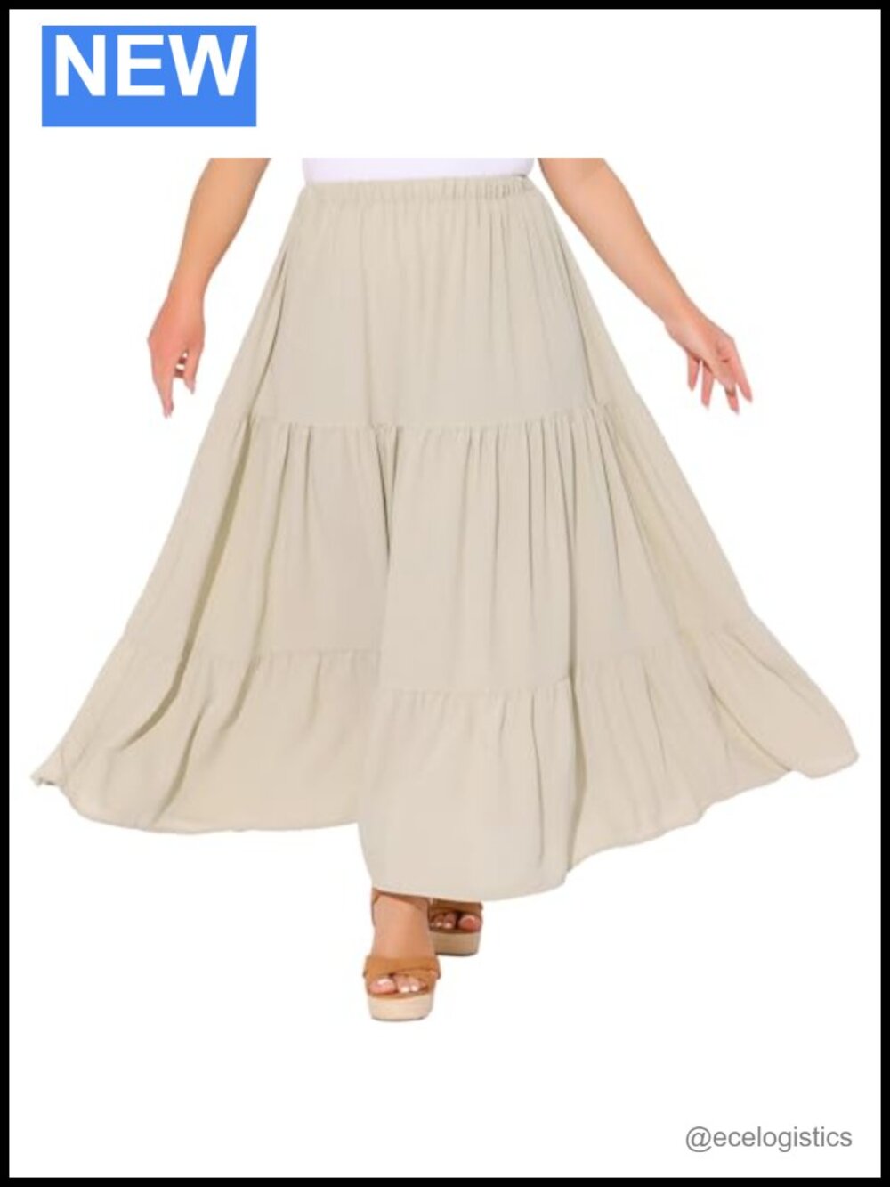 Plus Size Flowy High Waist Boho Maxi Skirt 100% Polyester